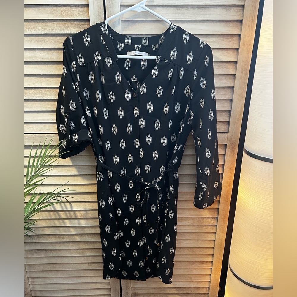 41 Hawthorn Black Patterned Dress with Belt
